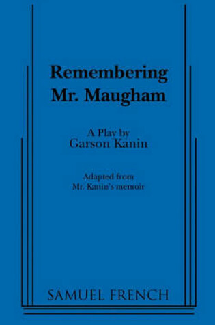 Cover of Remembering Mr. Maugham