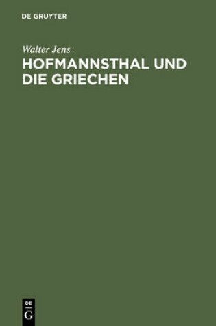 Cover of Hofmannsthal Und Die Griechen