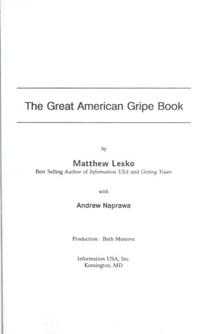 Cover of The Great American Gripe Book