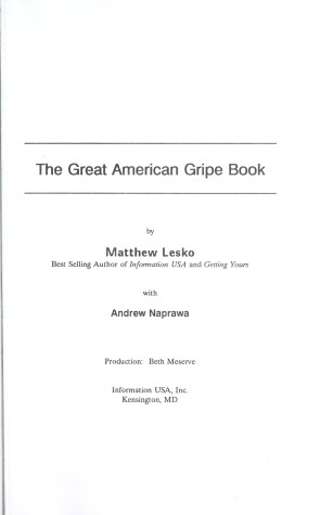 Book cover for The Great American Gripe Book