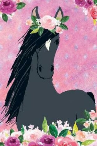 Cover of Journal Notebook For Horse Lovers Black Beauty In Flowers