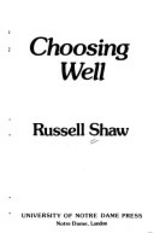 Cover of Choosing Well