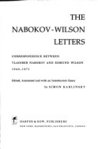 Cover of The Nabokov-Wilson Letters