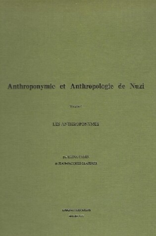 Cover of Anthroponymie et Anthropologie de Nuzi, Volume 1