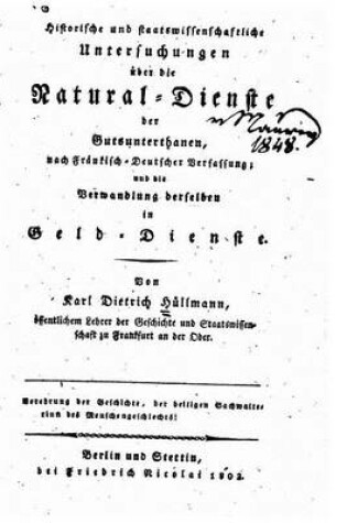 Cover of Historische und staatswissenschaftliche Untersuchungen