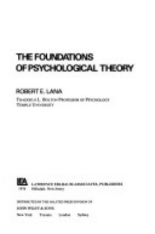 Cover of The Foundations of Psychological Theory