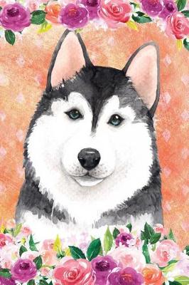 Book cover for Journal Notebook For Dog Lovers Husky In Flowers 5