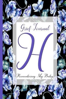 Book cover for Blue Watercolor Flowers, Monogram Letter H