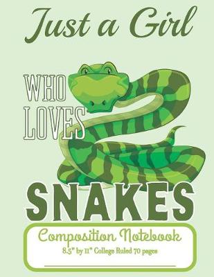 Book cover for Just A Girl Who Loves Snakes Composition Notebook 8.5" by 11" College Ruled 70 pages