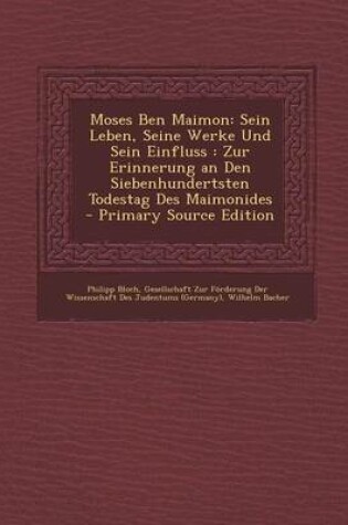 Cover of Moses Ben Maimon