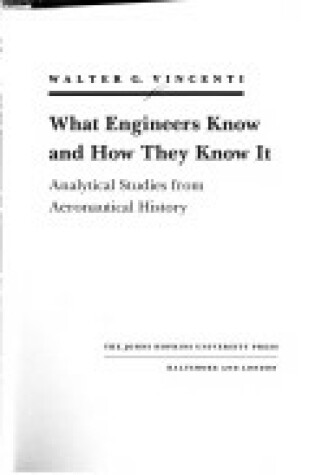 Cover of What Engineers Know and How They Know it