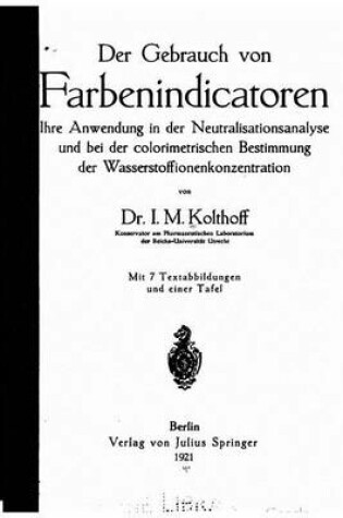 Cover of Der Gebrauch von Farbenindicatoren