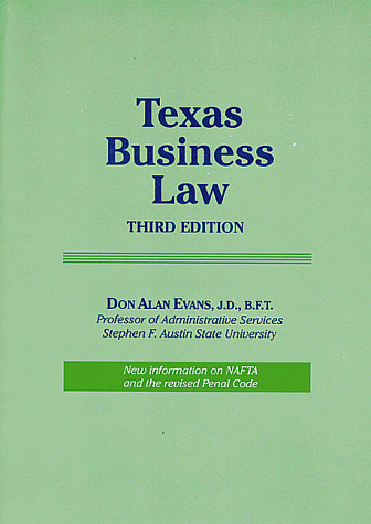 Book cover for Texas Business Law