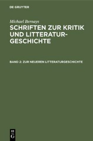 Cover of Zur Neueren Litteraturgeschichte