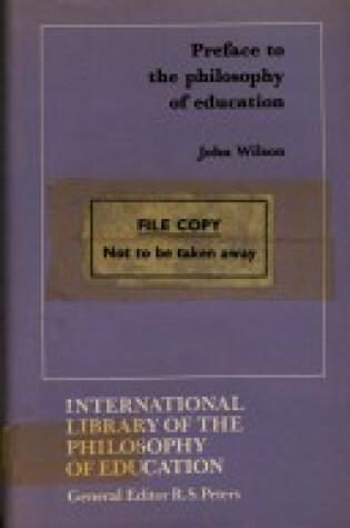 Cover of Preface to the Philosophy of Education