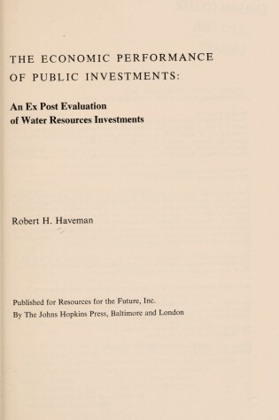 Cover of Economic Performance of Public Investment