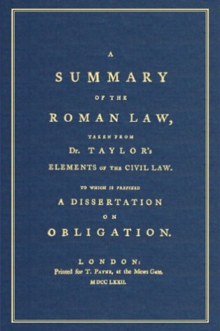 Cover of A Summary of the Roman Law