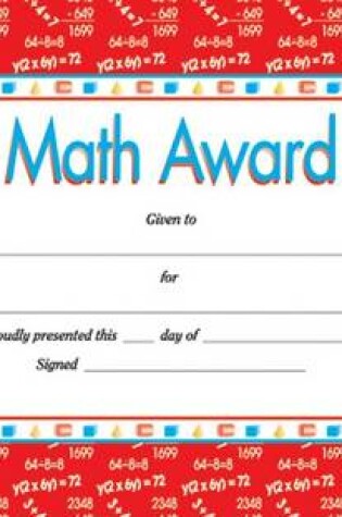 Cover of Math Award Certificate