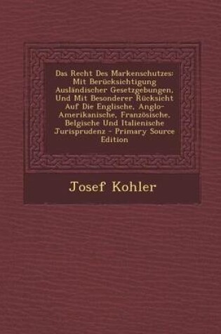 Cover of Das Recht Des Markenschutzes