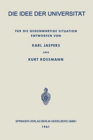 Cover of Die Idee Der Universitat