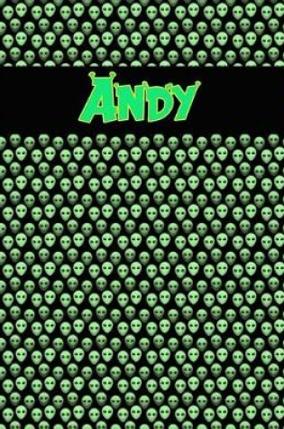 Cover of 120 Page Handwriting Practice Book with Green Alien Cover Andy