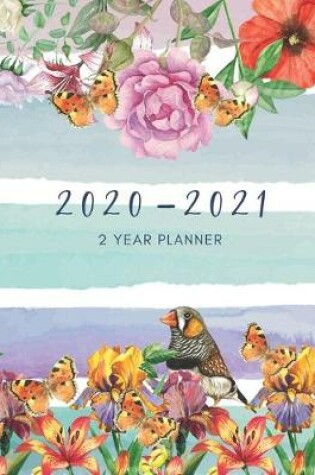 Cover of 2020-2021 2 Year Planner Floral Stripes Monthly Calendar Goals Agenda Schedule Organizer