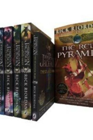 Cover of Percy Jackson Collection. Percy Jackson and the Lightning Thief, the Last Olympian, the Titans Curse, the Sea of Monsters, the Battle of the Labyrinth, the Demigod Files and the Red Pyramid