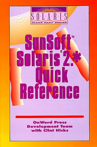 Cover of SunSoft Solaris 2.0 Quick Reference