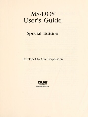 Book cover for Ms-DOS User's Guide