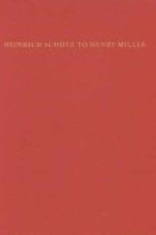 Cover of Heinrich Schutz to Henry Miller