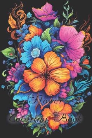 Cover of Flower Coloring Book for Adults with back background