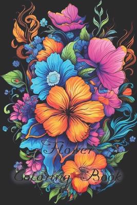 Book cover for Flower Coloring Book for Adults with back background