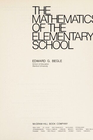 Cover of Mathematics of the Elementary School