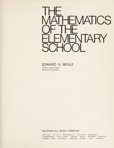 Cover of Mathematics of the Elementary School