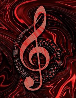 Cover of Music Songwriting Journal - Blank Sheet Music - Manuscript Paper for Songwriters and Musicians - Liquid Marble Series Red and Black