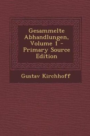 Cover of Gesammelte Abhandlungen, Volume 1