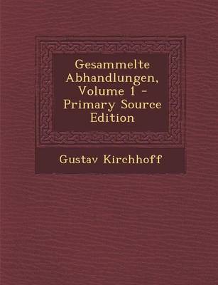 Book cover for Gesammelte Abhandlungen, Volume 1