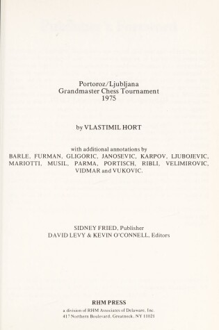 Cover of Portoroz-Ljubljana Grandmaster Chess Tournament 1975