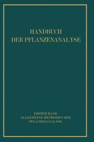 Cover of Allgemeine Methoden der Pflanzenanalyse