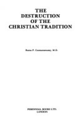 Cover of The Destruction of the Christian Tradition