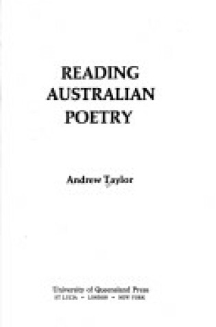 Cover of Reading Australian Poetry