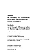 Book cover for Seminar on the Biology and Conservation of the Wildcat (Felis Silvestris)