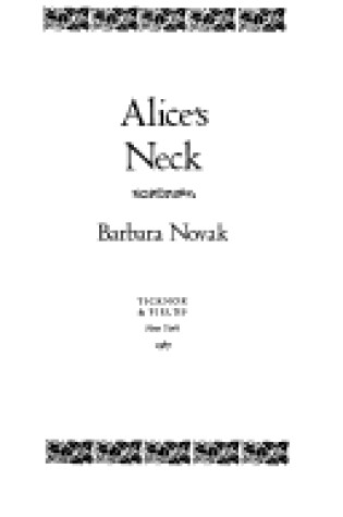 Cover of Alice's Neck (HB)