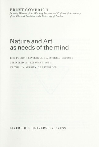 Book cover for Nature and Art as Needs of the Mind