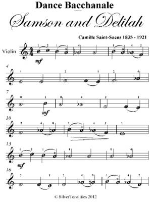 Book cover for Dance Bacchanale Samson and Delilah Easy Violin Sheet Music