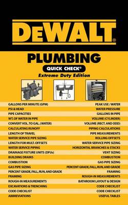 Book cover for Dewalt Plumbing Quick Check: Extreme Duty Edition