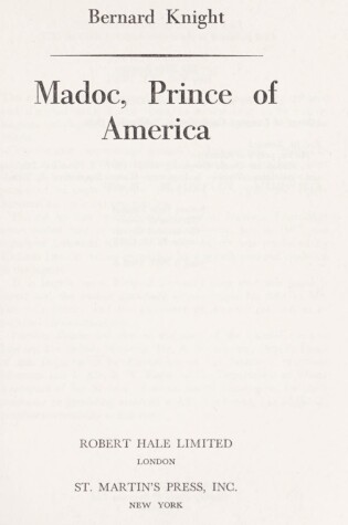 Cover of Madoc, Prince of America