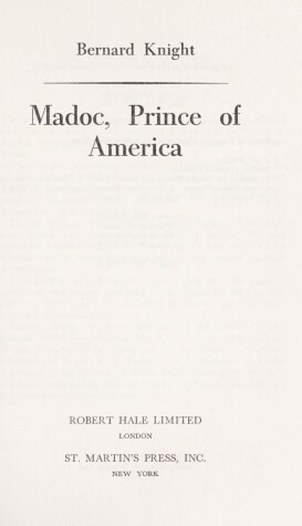 Book cover for Madoc, Prince of America