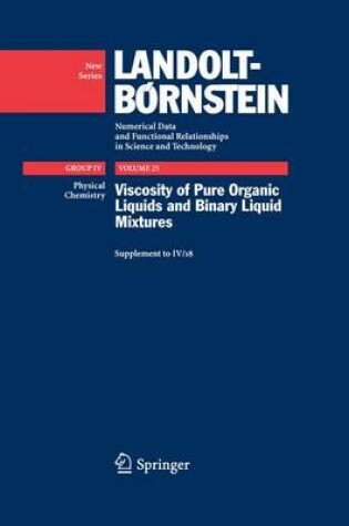 Cover of Viscosity of Pure Organic Liquids and Binary Liquid Mixtures