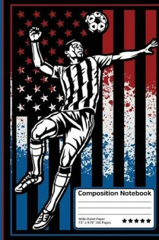 Cover of US Soccer Player American Flag Sports Composition Notebook